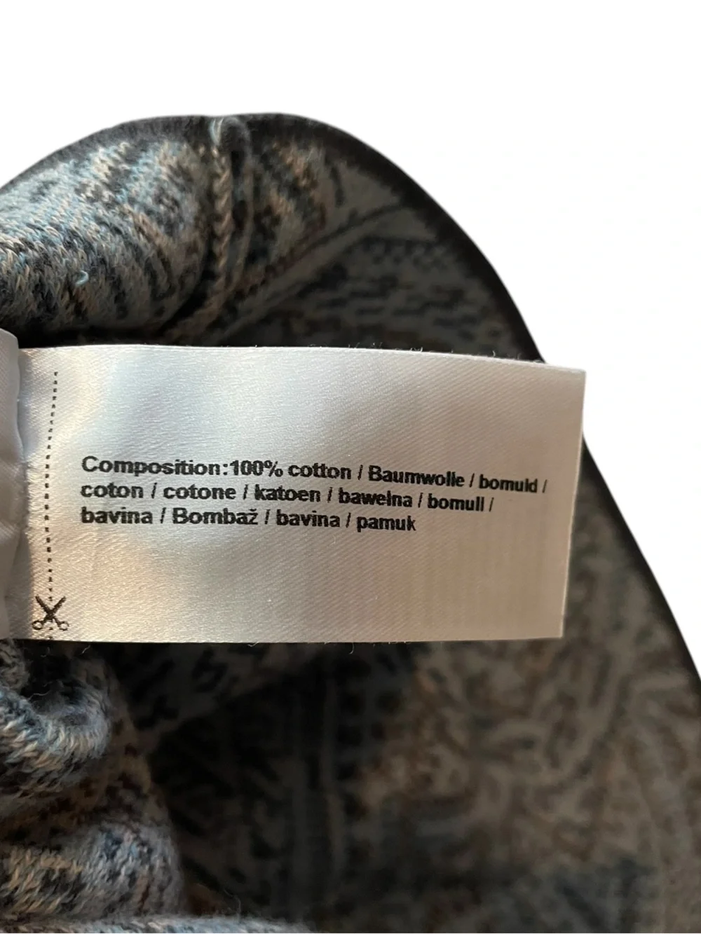 IVKO Blue Cream Zip-Front Abstract Patterned Cotton Knit Sweater Jacket Size 38